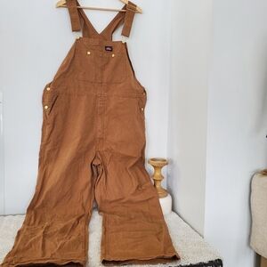 DICKIES Brown Duck Bib Overalls 38 x 34 Baggy Gorpcore Grunge Carpenter Men EUC